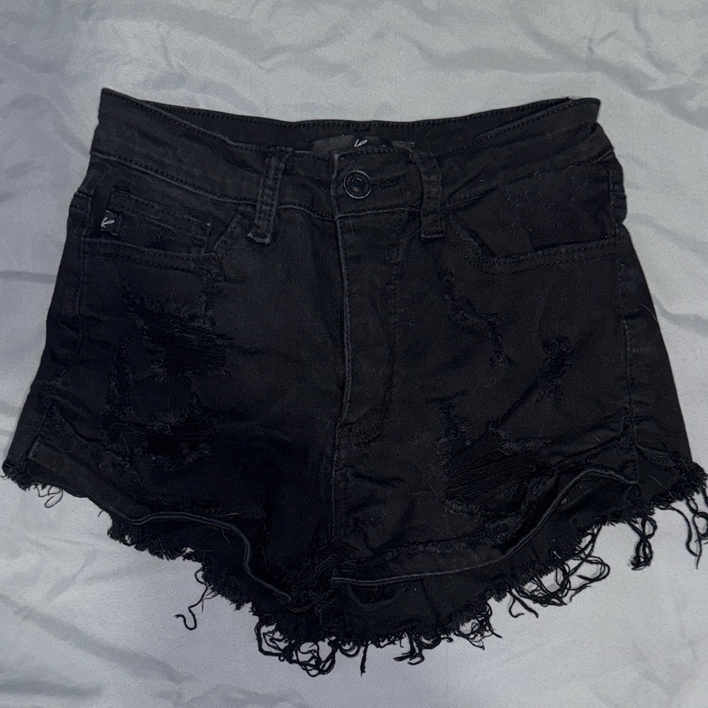 KanCan Black Frayed Jean Shorts